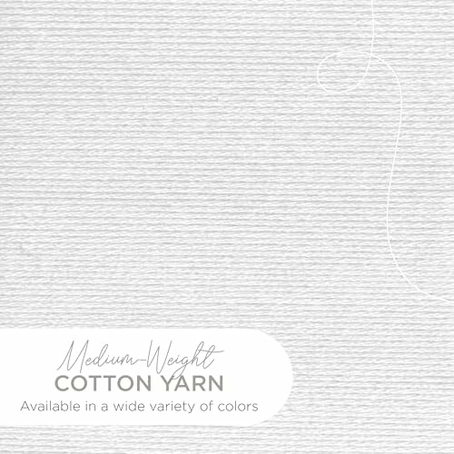 White textured cotton yarn with text 'Medium-Weight Cotton Yarn Available in a wide variety of colors'.